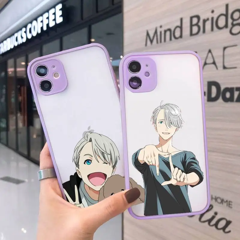 

yuri on ice Phone Case For iPhone 12 11 Mini Pro XR XS Max 7 8 Plus X Matte transparent Purple Back Cover