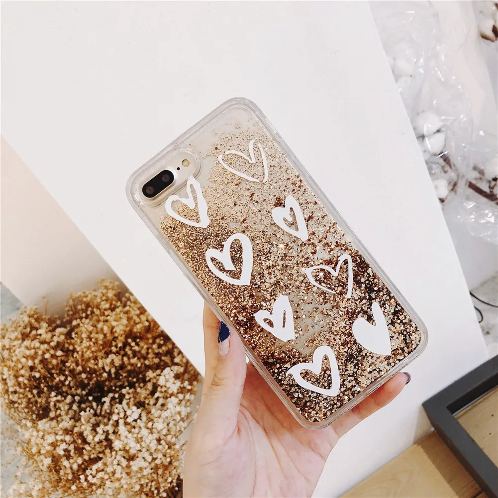 Гибридный чехол с зыбучим песком и струящейся жидкостью для iPhone 6 7 8 Plus X XR 11