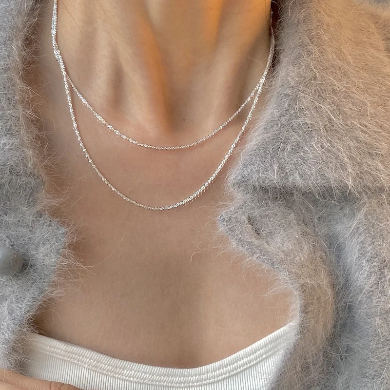 

Shimmering sparkle clavicle chain plain Chain Necklace
