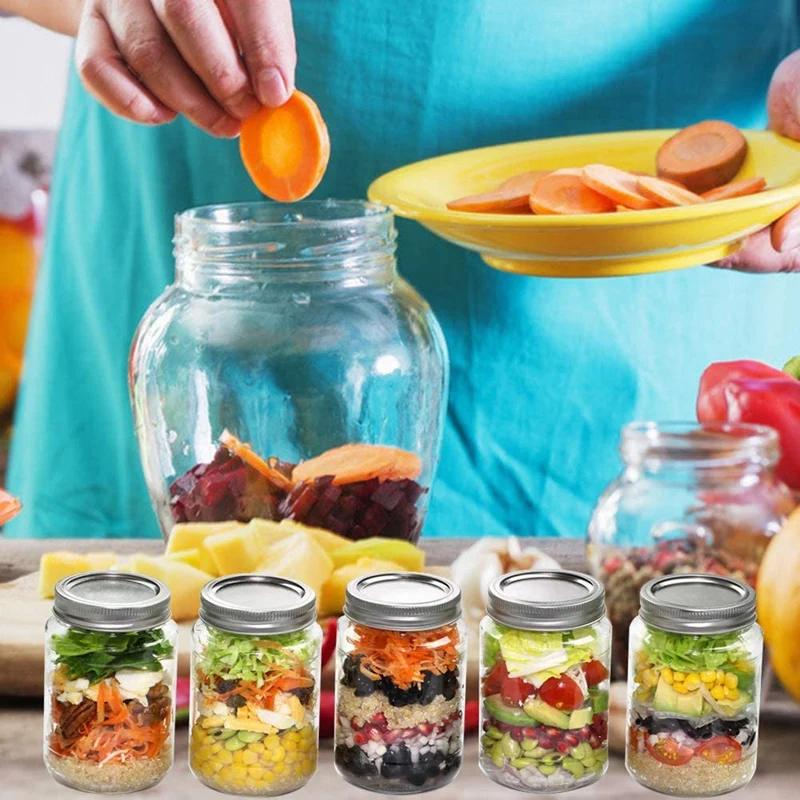 

48 Packs Of Wide-Mouth Mason Cans with Lids, Split Cans with Lids Compatible with Wide-Mouth Mason Cans (86 mm Lids)