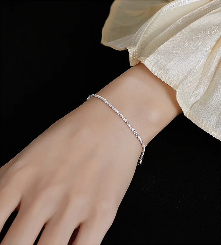 

Fashion Simple Silver Plated Shiny Chain Bracelet for Women Minimalist Adjustable Charm Bracelet Wedding Party Jewelry Girl Gift