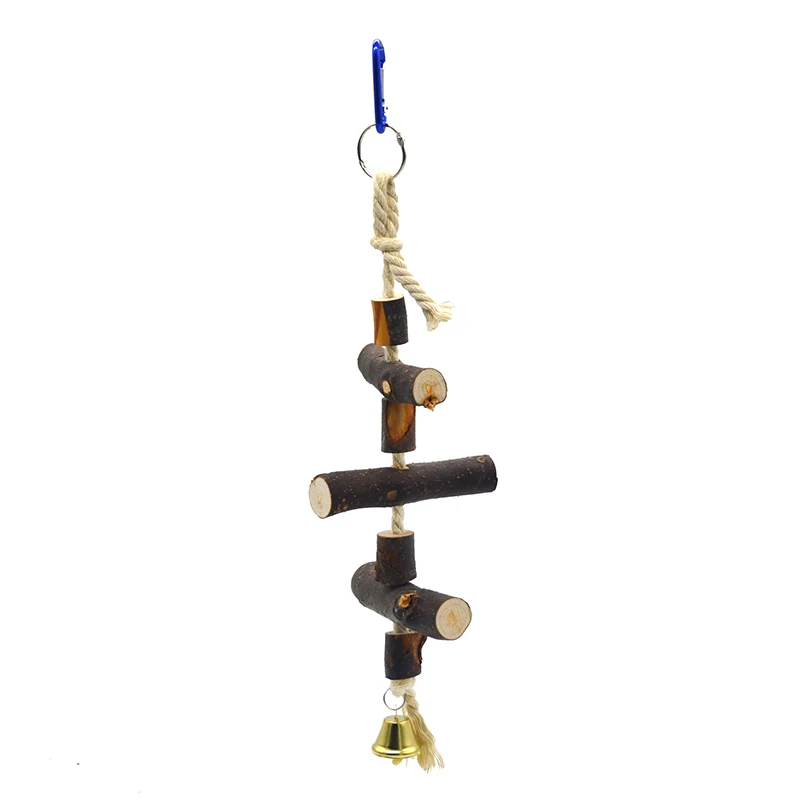 

Natural Wooden Birds Parrot Interactive Toys Chew Bite Hanging Cage Balls Ropes Toy Bird Cage Climbing Toy Supplies Accessories