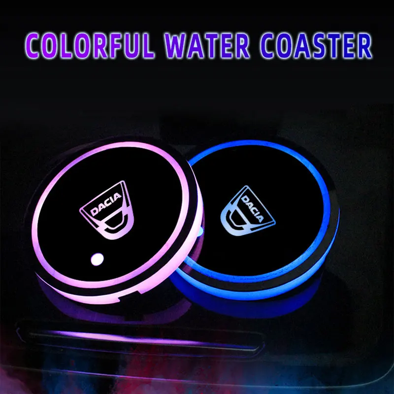 

Luminous Car Cup Coaster Holder Car Led Atmosphere Light Logo Lamp For Dacia Duster Logan Sandero Stepway 2 Dokker Lodgy