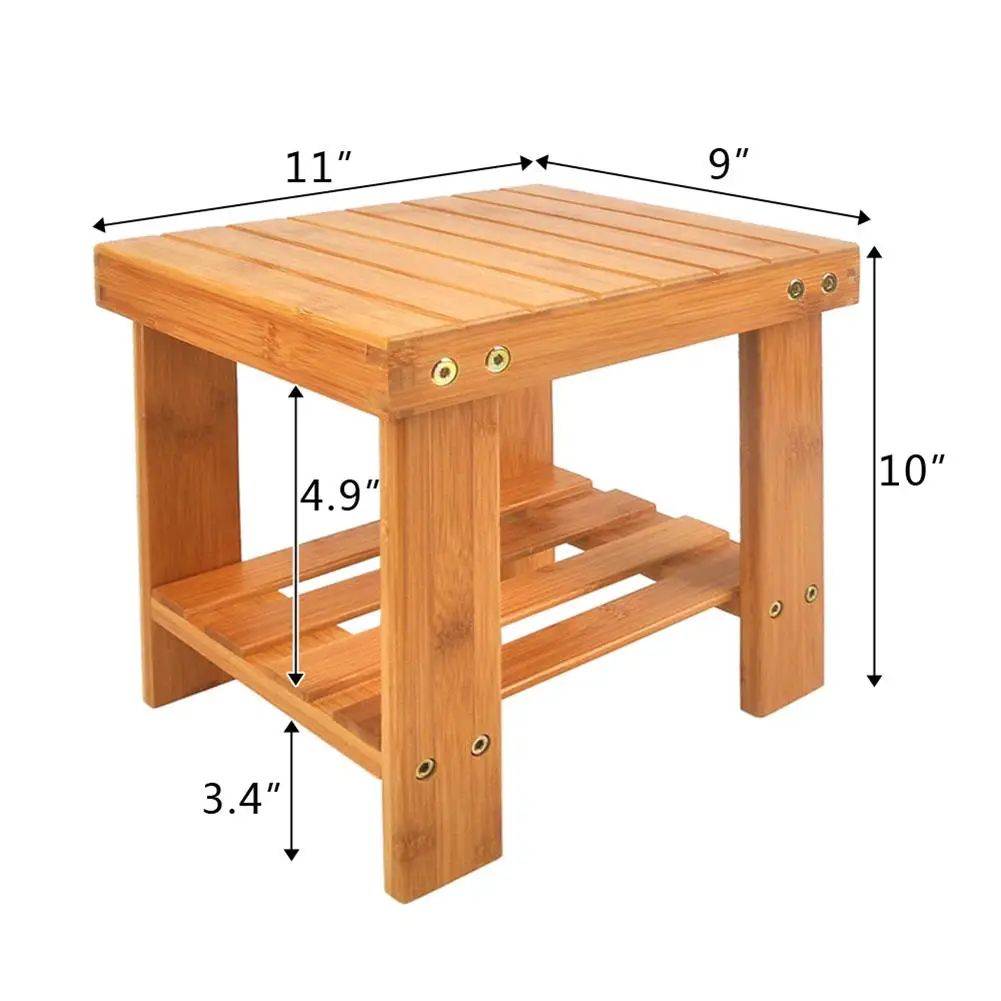 

Bamboo Wood Color Convenient Bench Stool Space-saving Safty for Children