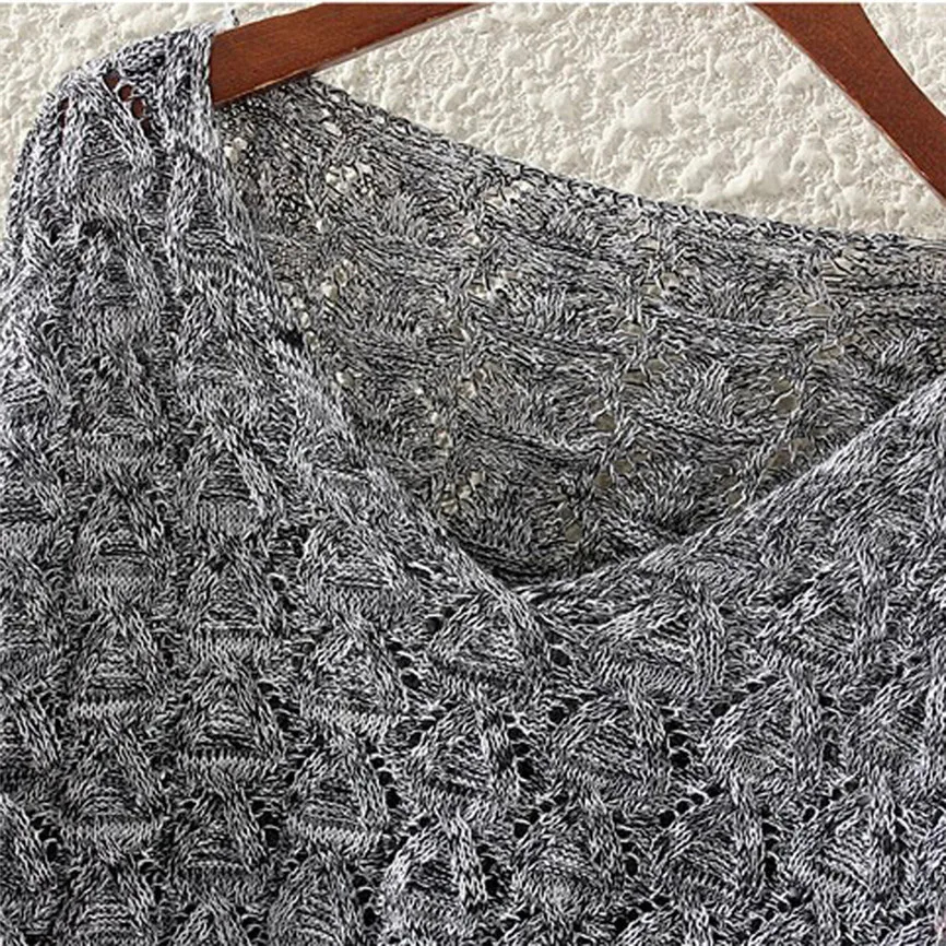 Women's New Solid Color Base Sweater Hollow Out Bat Long Sleeve Loose Collar Sweater High Quality Thick Warm Winter Sweater