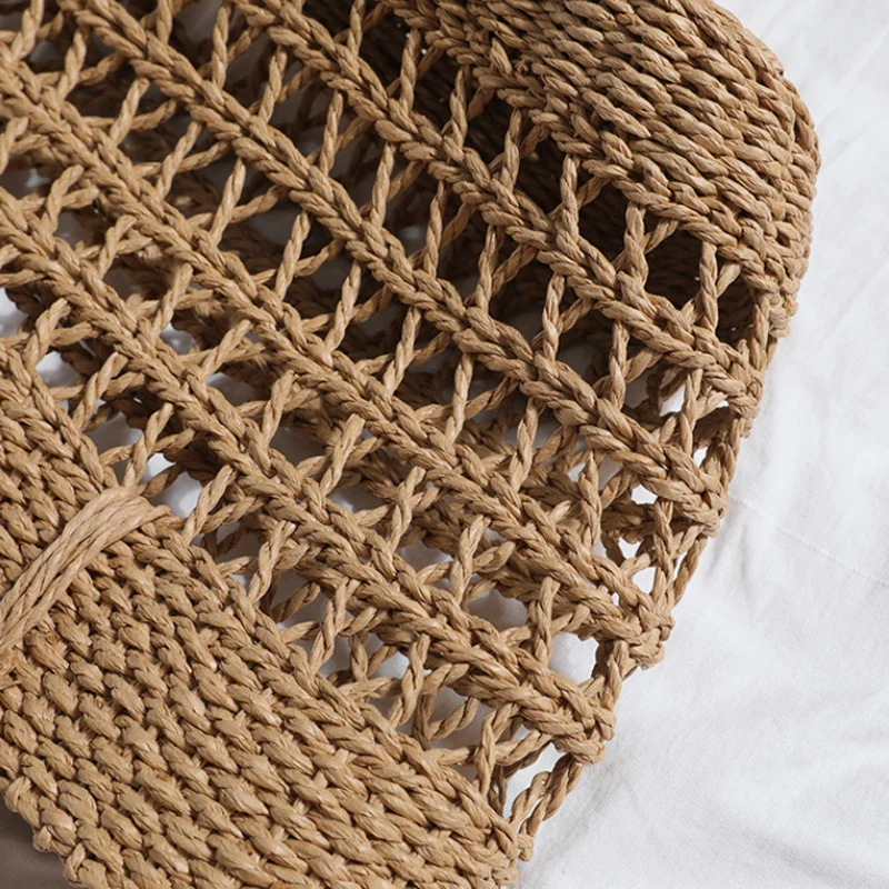 

Basket Beach Straw Bags for Women Handmade Crochet Ladies Tote Bag Woven Large Women`s Handbag Hollow Out 2021 Summer Vacation