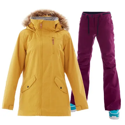 GSOU зимний женский лыжный костюм куртка для сноуборда штаны очень теплый