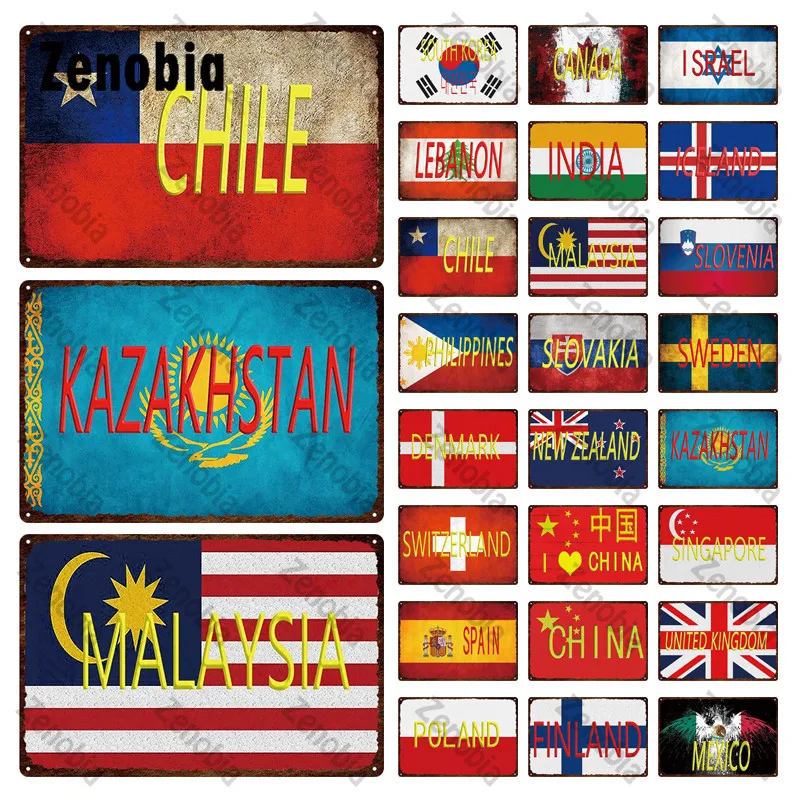 Винтажный металлический плакат номерной знак популярный Национальный флаг