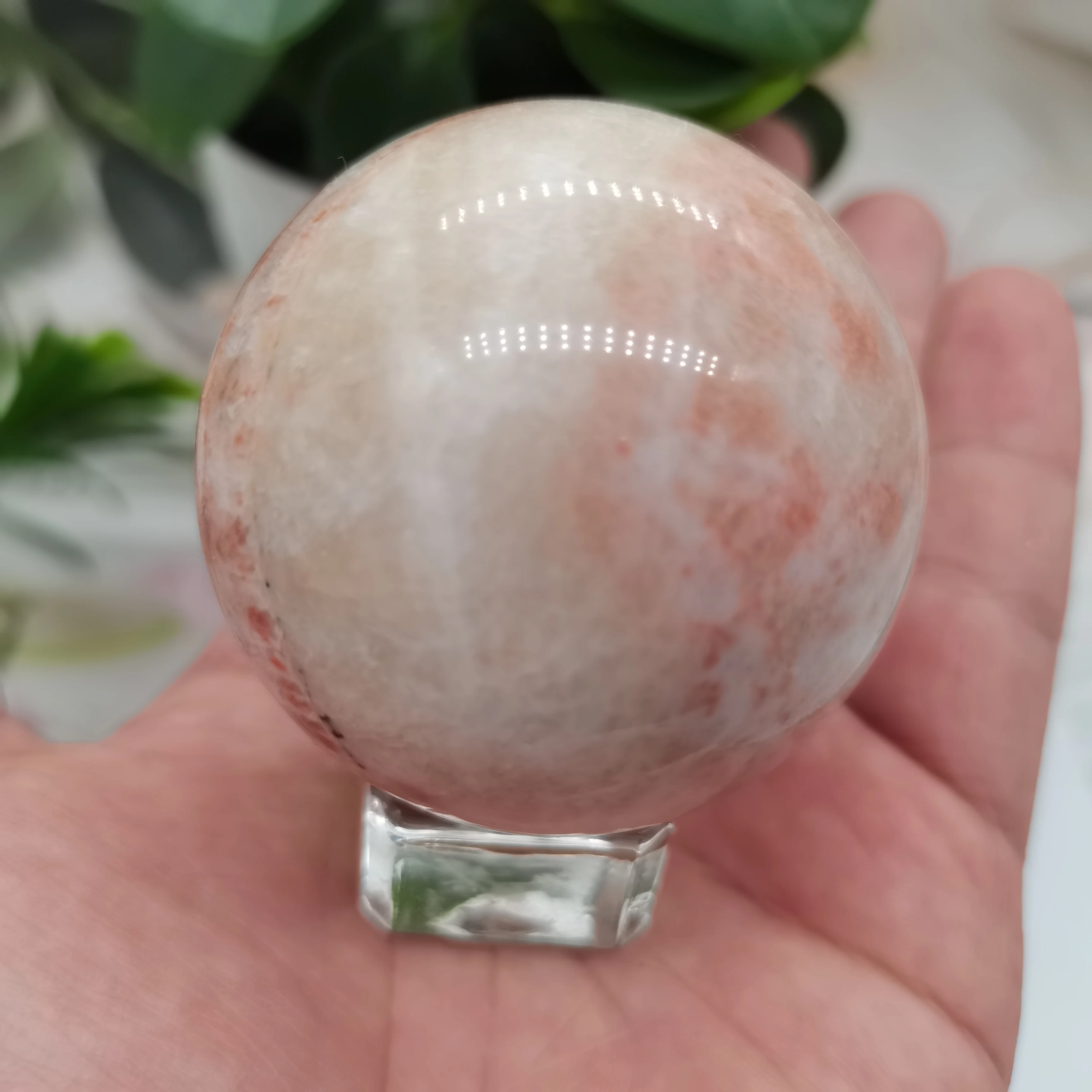 

about55mm Beautiful 1PC Natural Meat Pork Ball Bacon Stone Crystal Sphere Stone Balls Gift Healing Decor Natural Quartz Crystals