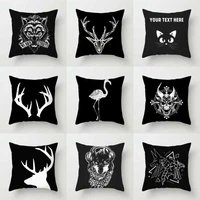 black home white polyester decor nordic cover case pillow deer throw cushion