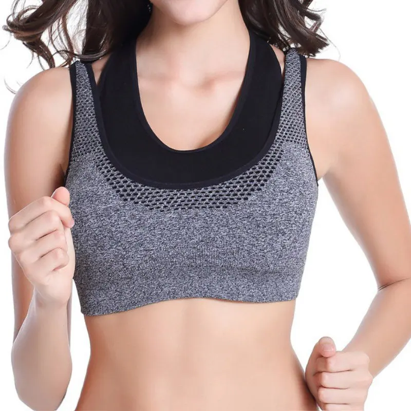 

Fake Two Pieces With Chest Pad Quick-drying Breathable Yoga Fitness Without Steel Ring Sports Underwear Bra