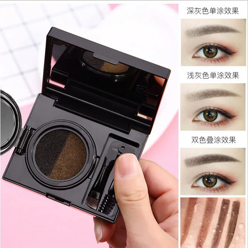 Two-color Misty Air Cushion Eyebrow Liquid Pencil Cream Powder Lasting Waterproof Non-off Makeup Beauty | Красота и здоровье