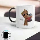 Новейший стиль, керамические чашки I Am Groot, меняющая цвет, кружка, кружки для молока, кофе, чая, чашка для студенческого завтрака, подарок для друзей