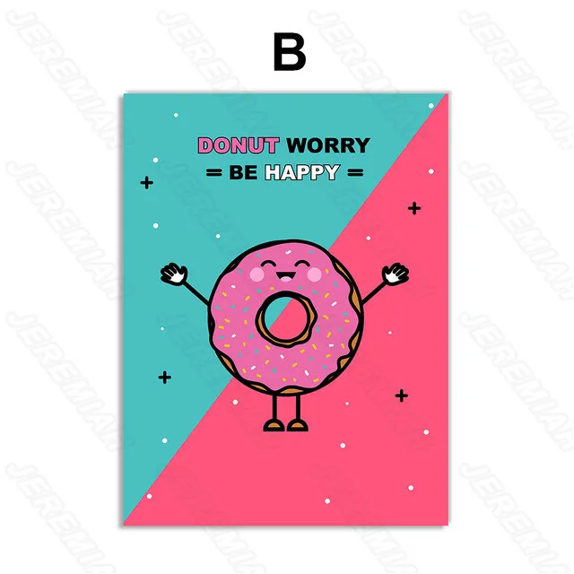 

Crab Bear Donut Cartoon Poster Nordic Style Waterproof Ink Canvas Canvas Print Painting Children Room Decoration