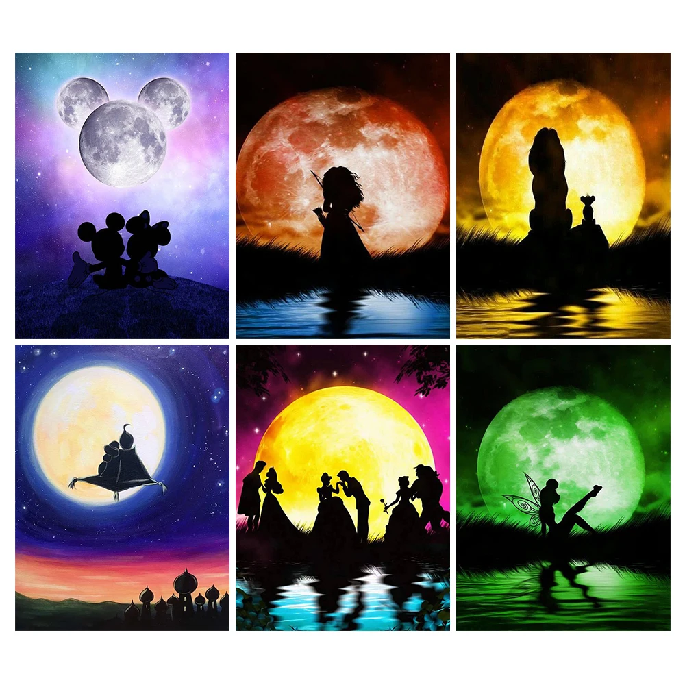 Алмазная живопись с мультяшными персонажами Диснея тень луна 5D распродажа