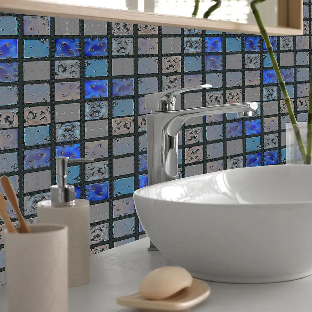 

10 pcs/set Mosaic style wall stickers bedroom living room wall home decoration Tile cabinet floor combination stickers wallpaper