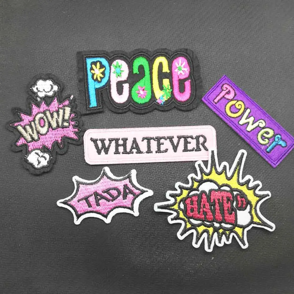 Надпись Peace Power Whatever Tada Hate патчи для одежды с вышивкой наклейки оптовая продажа |