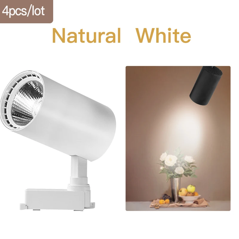 White-Natural White COB светодиодный Трековый светильник 220V 12/20 Вт, 30 Вт, 40 Вт регулируемый Точечный светильник Алюминий потолочный рельсы для Кухня магазин - Испускаемый цвет: White-Natural White