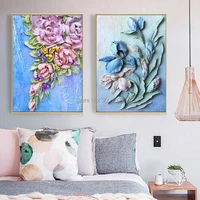 hand painted canvas oil painting art scandinavian abstract handmade knife thick oil flower canvas painting for living room