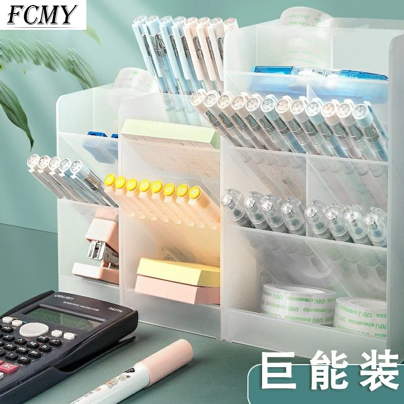 

Creative Fashion Oblique Pen Holder Korean Style Multi-function Desktop Storage Box Office Stationery Kawaii Office Accessories