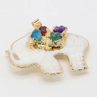 natural semi precious stones and shell elephant shaped bag phnom penh crystal bud pendant handmade crafts diy production 40x45mm