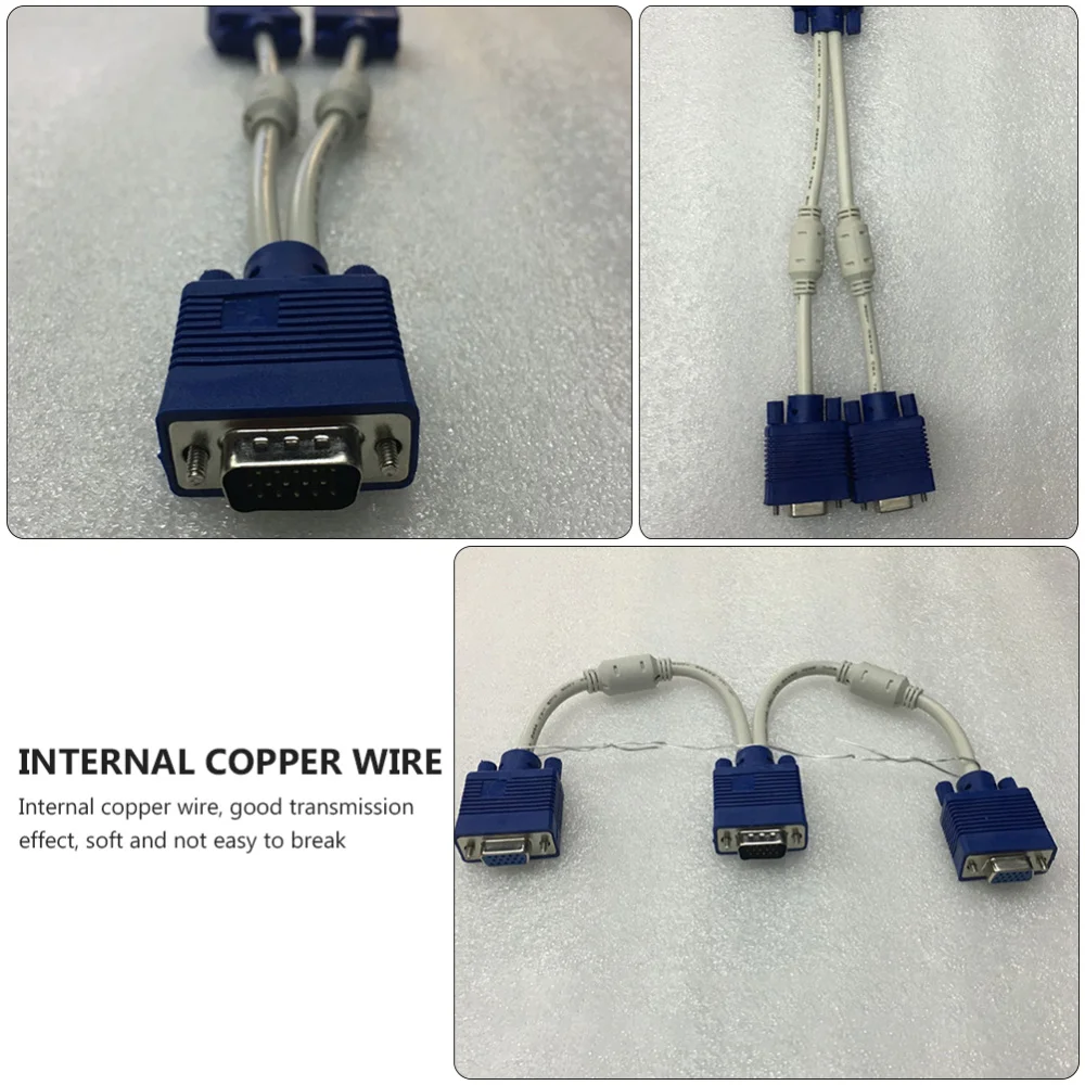 

2PCS VGA Splitter Male To Dual Female Out Video Adapter Cable For Monitor TV