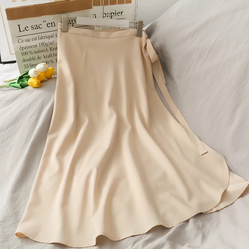 

2020 summer one piece irregular bow tie thin skirt new versatile Ruffle Skirt