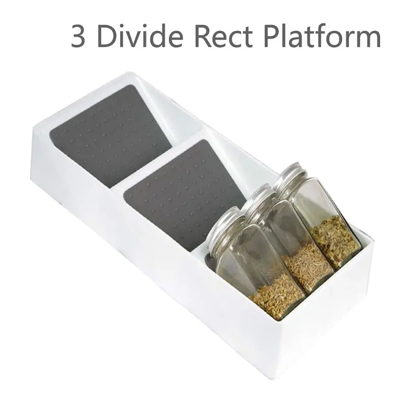

Kitchen Drawer Organizer 3 Divide Spice Rack Tray Separation Storage Box Slanted Tiers