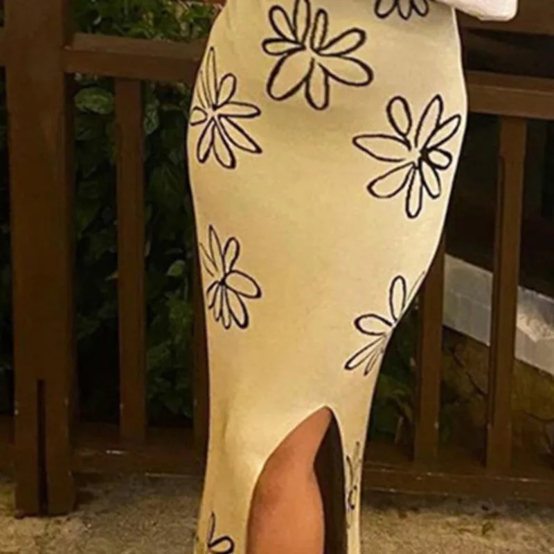 

Floral Print Summer Party Y2K Bodycon Dress Women Vintage Harajuku Knitted Dresses Backless Skinny Outfits Robe Vestidos 2021