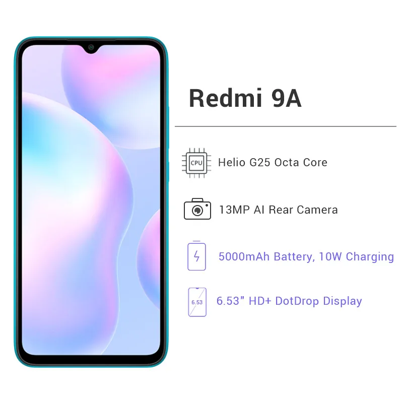 global version xiaomi redmi 9a mobile phone 2gb ram 32gb rom mtk helio g25 octa core 6 53 5000mah battery 13mp camera redmi9a free global shipping