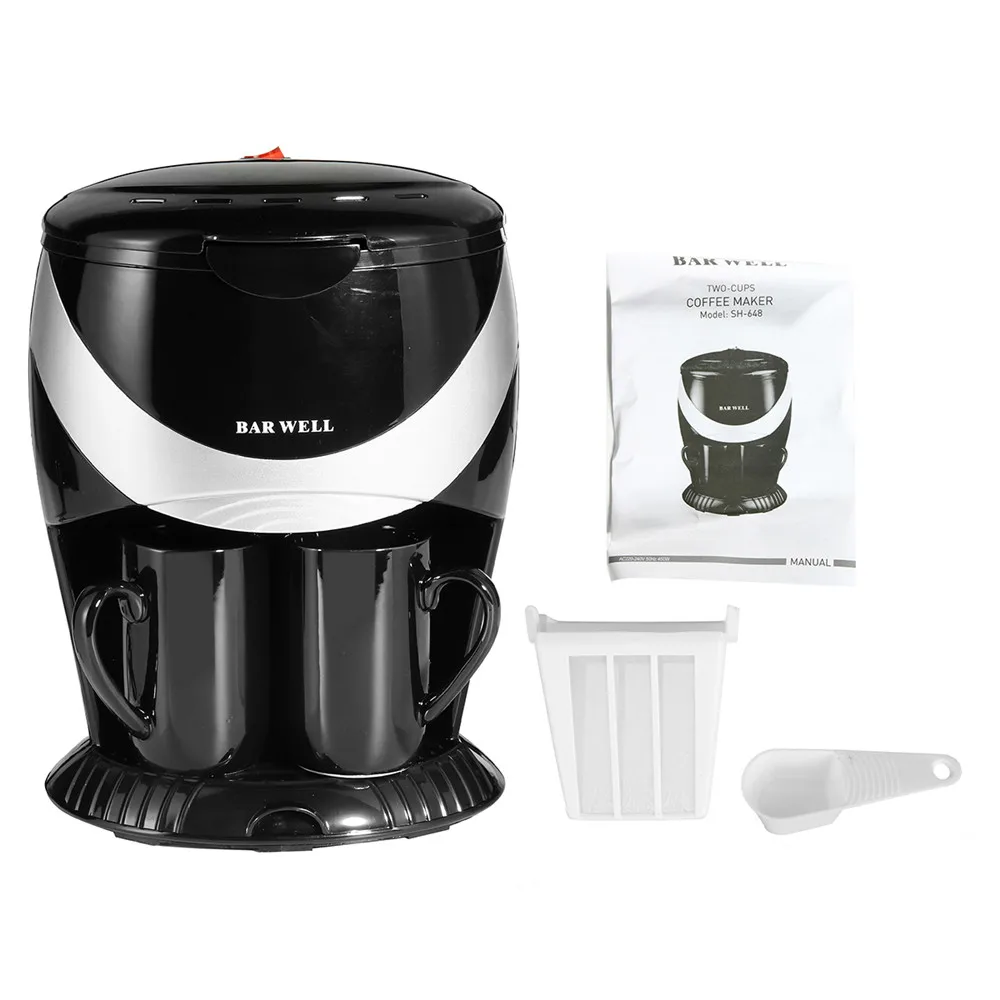 450W Electric Drip Coffee Maker Household Auto Dual Cup Coffee Machine Dual-use American Coffee Tea Machine 110V/220V
