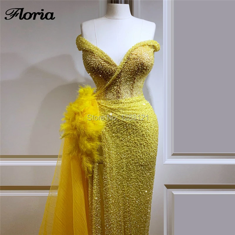 Длинные вечерние платья с бисером 2020 африканские длинные желтые тюлевые из Дубая