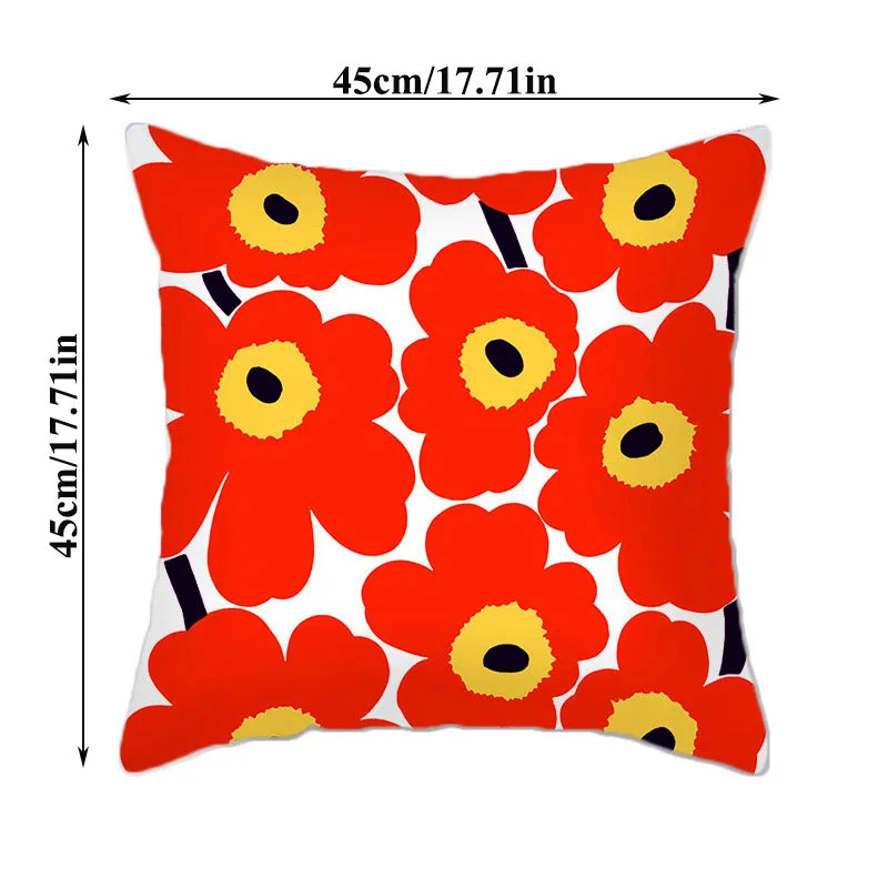 

Plant Series Cushion Cover Decorative Polyester Flower Print Throw Pillow Cover 45*45 Home Decor Square Living Room Pillowcase