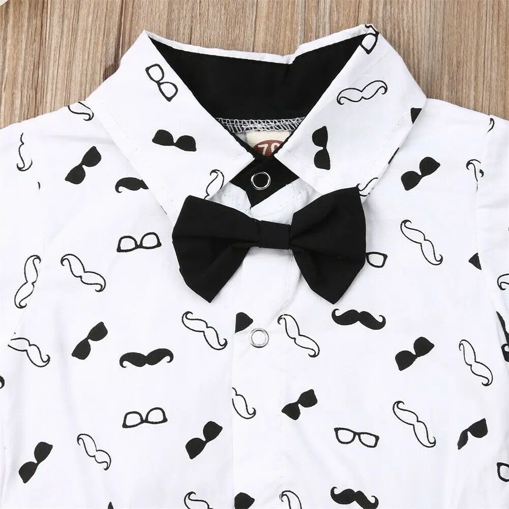 

Baby Two-Pieces Suits Children Formal Fantasy Suit Boy Bow Dress Child Shirts Bodysuit+Overall Boys Wedding Wear Summer Clothing