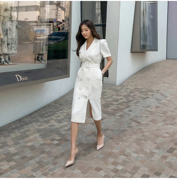 ZAWFL однотонная двубортная одежда для работы Деловое платье женщин осень 2020