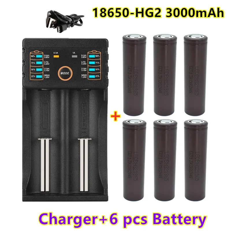 100% оригинальный 18650 аккумулятор HG2 3000 мАч 3 7 В перезаряжаемая батарея для литиевая