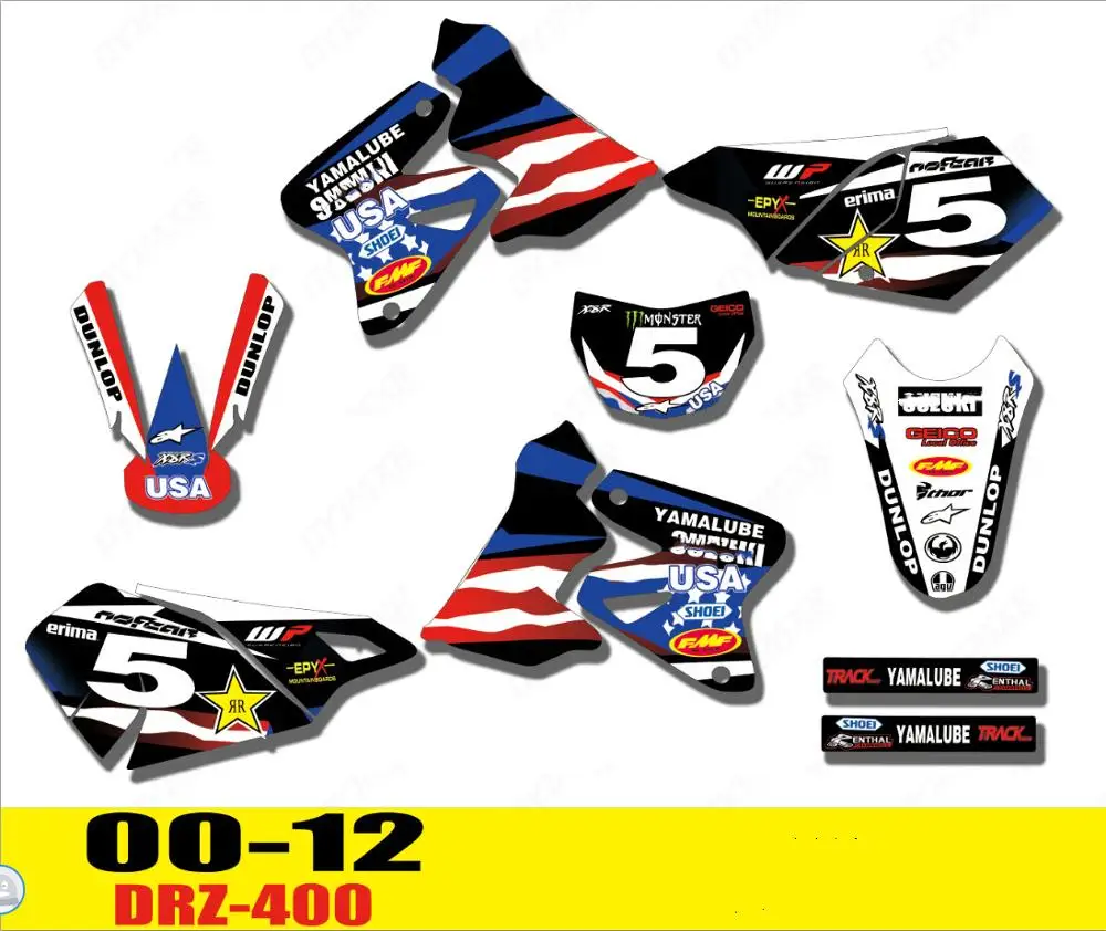 Стиль КОМАНДА ГРАФИКА и фоны наклейки s для Suzuki DRZ400 DR-Z400 DRZ400S DRZ400SM 2000 2001-2012 наклейка мотокросс