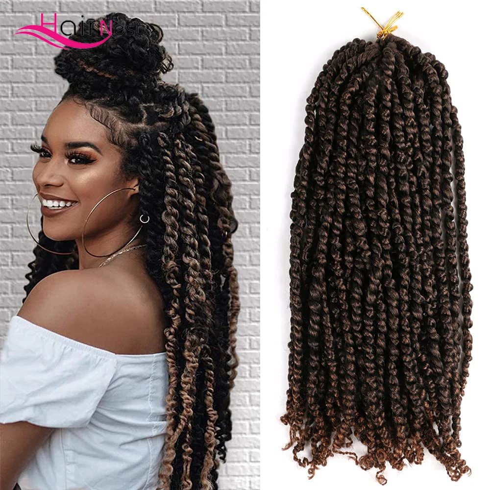 

Hair Nest 18inch Pre-twisted Passion Twist Hair Spring Twsit Braids Long Bohemian Hair Crochet Braiding Hair For Synthetic Hair