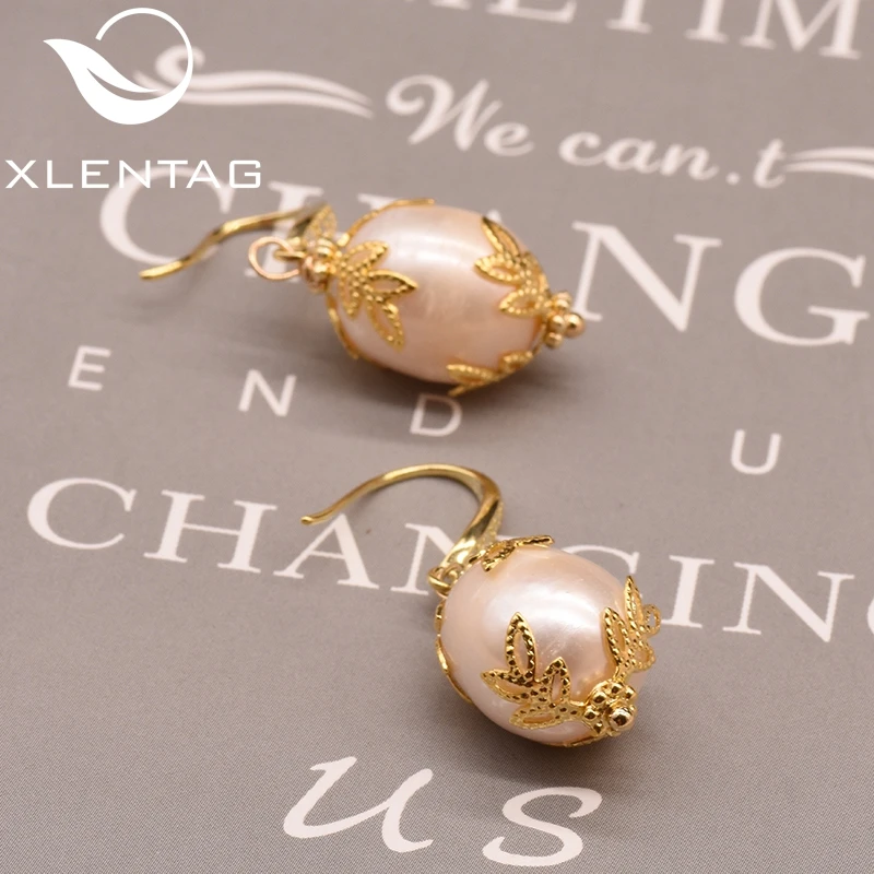 Женские серьги с растительным цветком XlentAg круглые серьги-Крючки из натурального