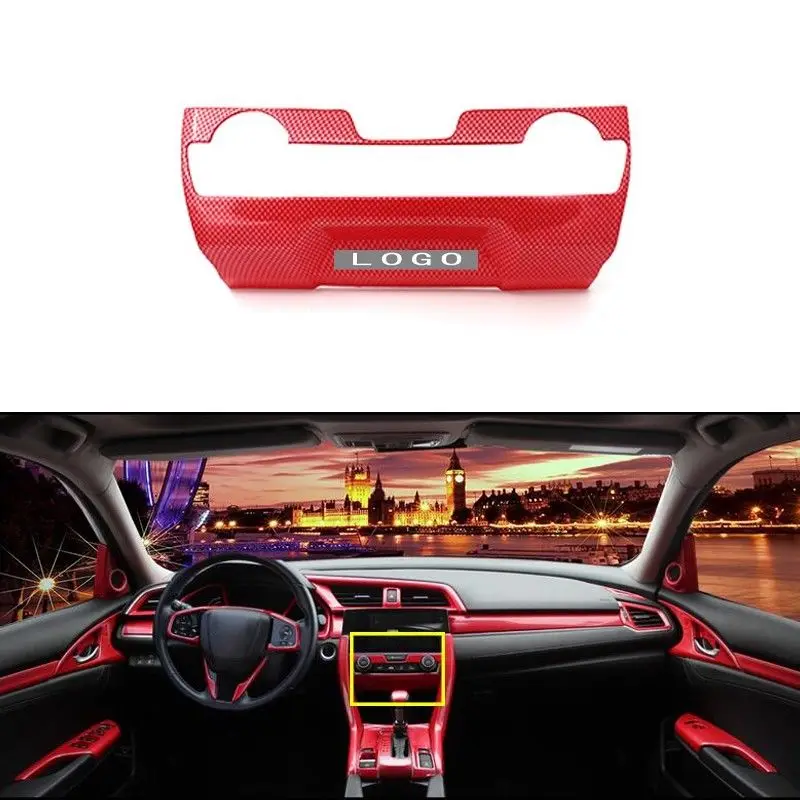 1 шт. углеродное волокно красный ABS центральный кондиционер отделка для Honda CIVIC аксессуары для интерьера