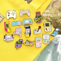 retro arcade game enamel pins set collections cartoon 90s gamepad jewelry brooches denim shirt collar badge lapel friends gifts