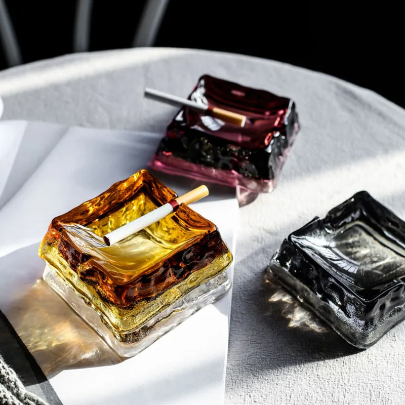 Японская креативная пепельница стеклянная домашняя Квадратная Пепельница для