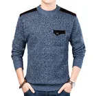 Мужской свитер с высоким воротом, однотонный Повседневный облегающий трикотажный пуловер с круглым вырезом, размеры до 3XL, Осень-зима