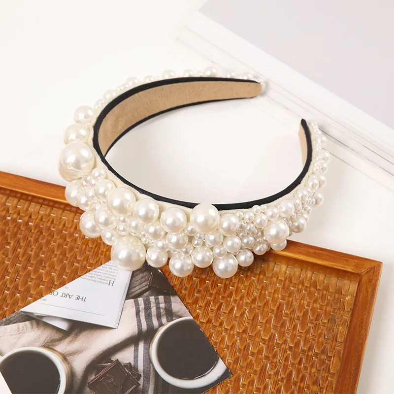 

New High-end Large Pearl Headband Hot Sale Wide Version Pearl Headband Versatile Temperament Pressure Women Hair Accessories