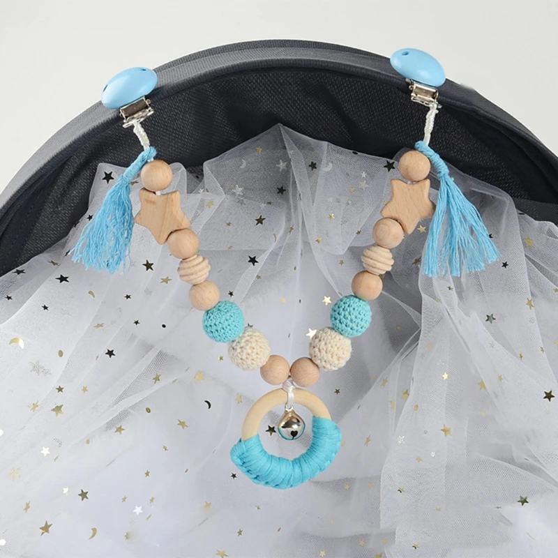 

Baby Toys Wooden Pram Clip Baby Mobile Pram Bead Pacifier Chain Chewable Rattle Baby Teething Toys Teether Bpa Free