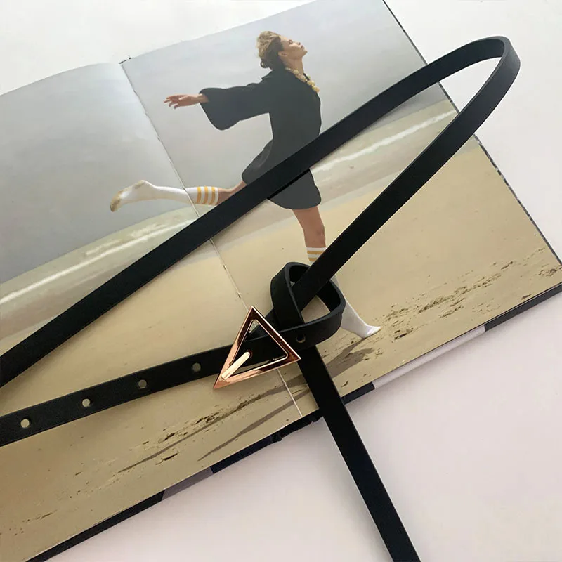 Ремень с сумкой из искусственной кожи Женский модный пояс золотой треугольной