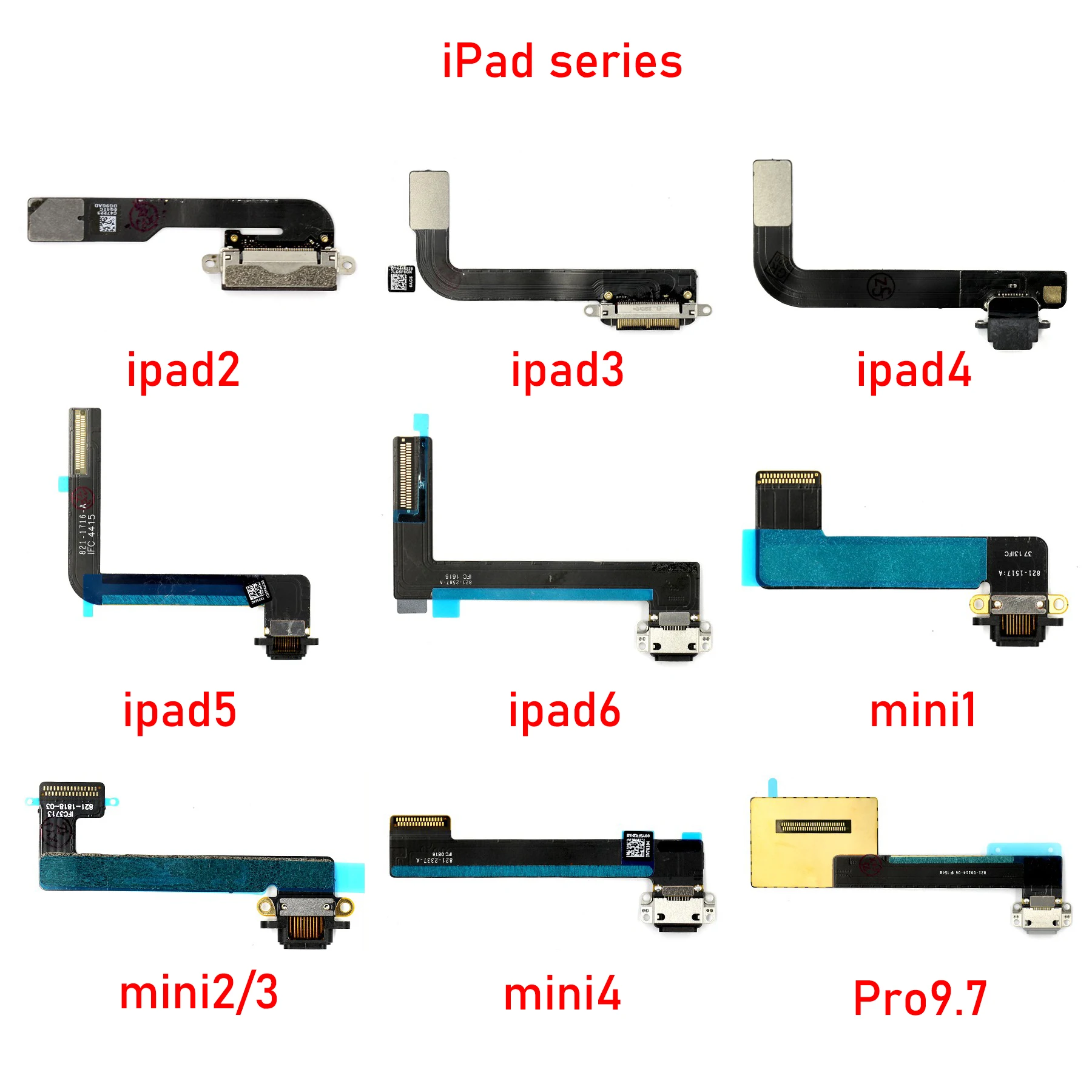 

USB Charger Connector Plug Flex Cables For iPad 2 3 4 5 6 Air iPad Pro 9.7 A1673 A1566 A1538 Charging Port Socket Dock Data Flex