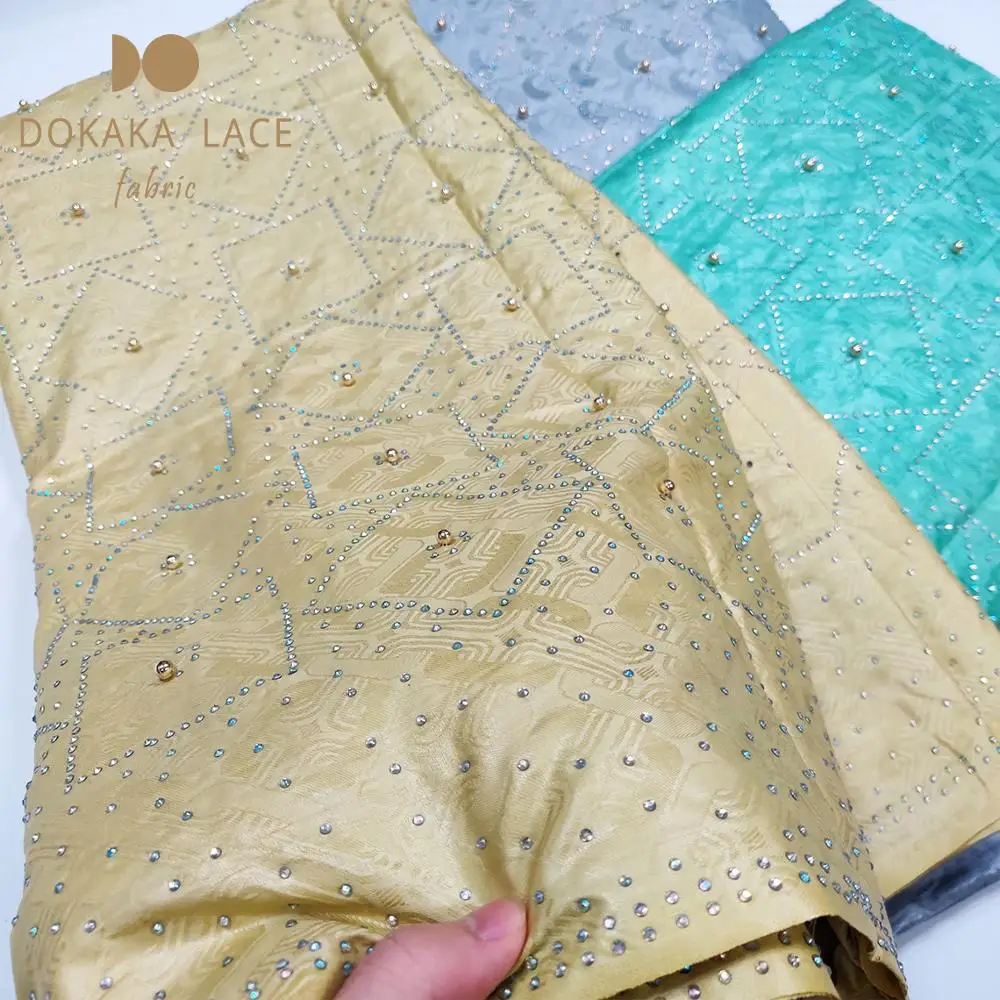 5 ярдов уникальный африканский дизайн кружевная ткань Базен риче с бусинами и