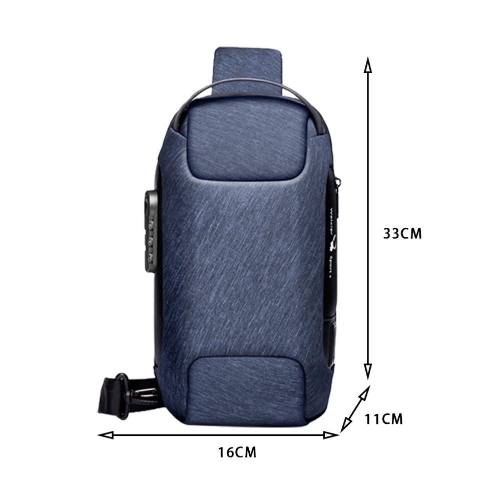 

Portable Oxford Cloth Anti-Theft Zipper Crossbody Packs Fashion Waterproof USB Fanny Men's Handbag Outdoor Climbing Chest Bags