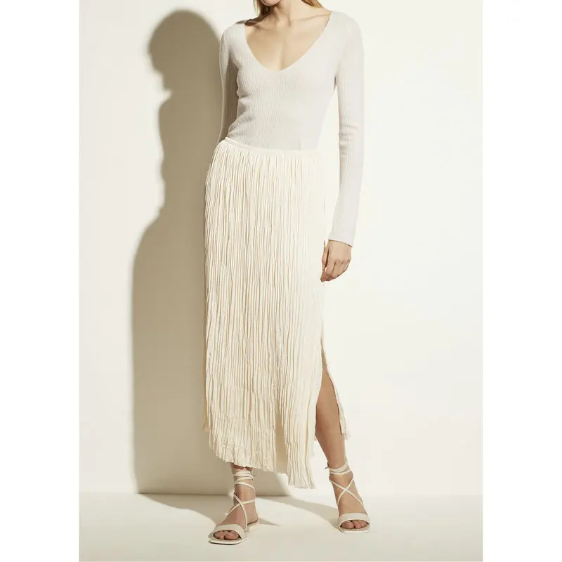

Pure Color Pleated Summer A-line Skirt High Waist Half-length Mid-length Skirt